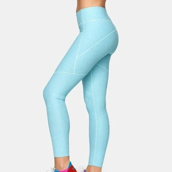 Outdoor Voices Leggings Large Pool Blue 3/4 Warmup High Rise Workout - Picture 12 of 12